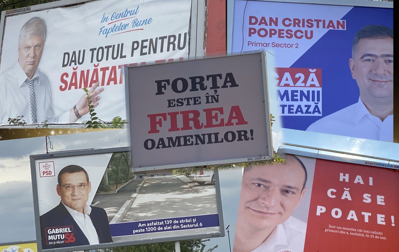 FOTO | Gabriela Firea și Dan Tudorache au “uitat” să treacă sigla PSD pe afișe. “E o strategie. Pe doamna primar partidul mai mult o stânjenește”