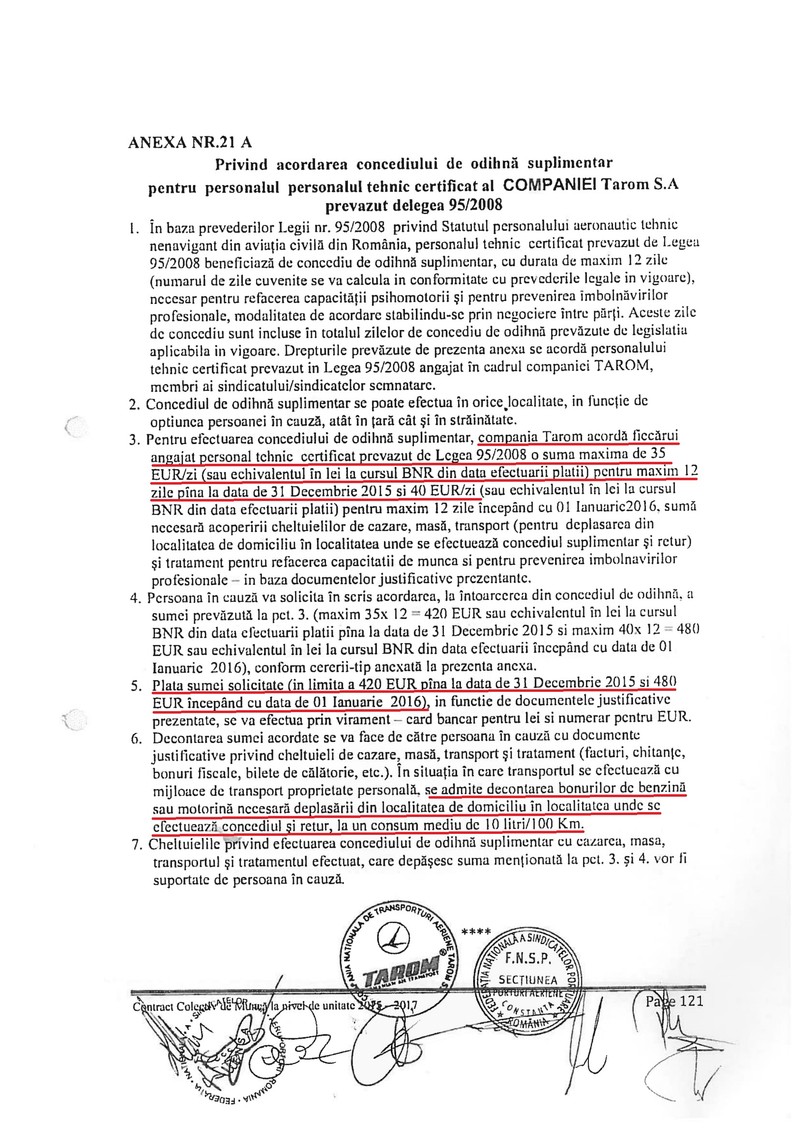 Captură Contractul Colectiv de Muncă - beneficii concediu suplimentar