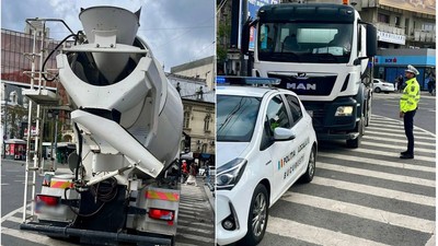 Șofer amendat cu 5.000 de lei, pentru că a vrut să treacă cu o betonieră pe Bulevardul Magheru din București, deși nu avea autorizație pentru zona A