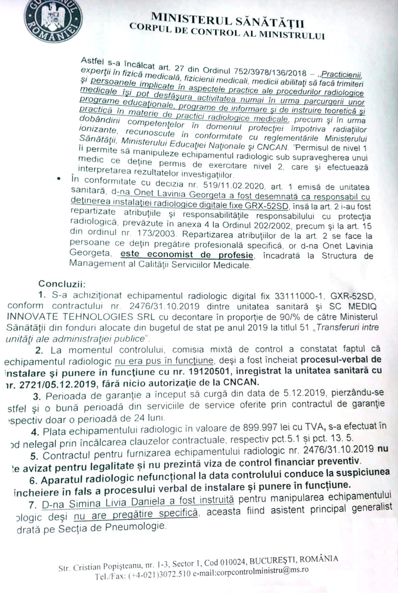 Concluziile raportului Corpului de Control