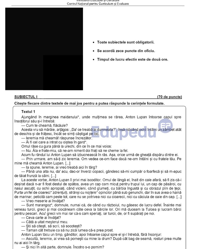 Subiectele la Română la Evaluarea Națională 2026 – Ce spune baremul de corectare