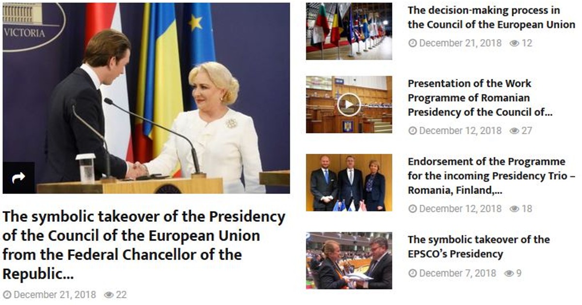 Site-ul oficial al Preşedinţiei României la Consiliul Uniunii Europene. Homepage-ul site-ului