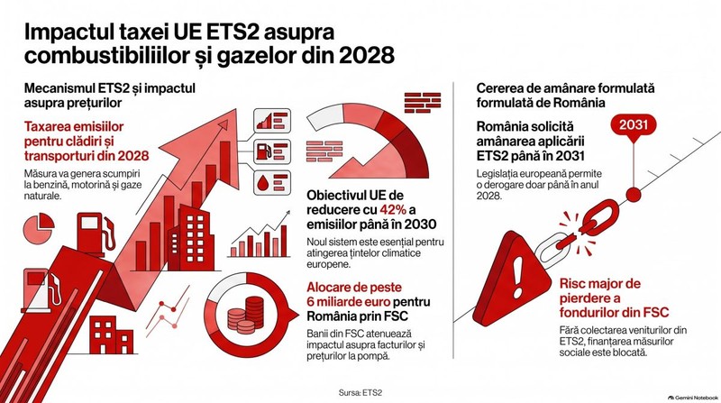 Impactul taxei UE ETS2. Infografic realizat cu ajutorul Inteligenței Artificiale