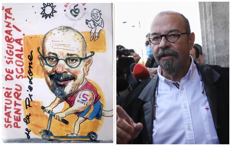 Piedone spune că e ”un personaj” și că de aceea s-a pus pe coperta unei broșuri de siguranță în școli
