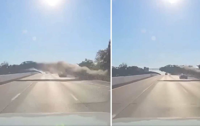 Momentul în care un bărbat de 70 de ani face mașina „să decoleze” pe autostradă, zburând efectiv peste șase benzi I VIDEO