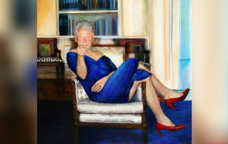 Tablou cu Bill Clinton, în rochie și pantofi cu toc, găsit în casa lui Jeffry Epstein. Artista care l-a realizat nu ştia că lucrarea sa a ajuns la celebrul miliardar