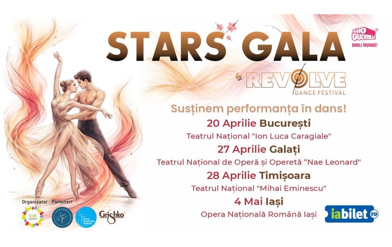 „STARS GALA” aduce balerini de la Teatrul Mariinsky, Dutch National Theater şi Opera Naţională în turneu la Bucureşti, Iaşi, Timişoara şi Galaţi între 20 Aprilie şi 4 Mai
