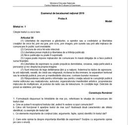 Subiecte BAC 2019 - Limba și Literatura Română, Proba Orală