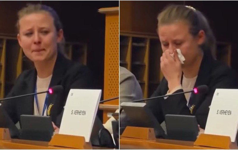 O femeie a izbucnit în plâns în fața Parlamentului European în timp ce traducea povestea unui băiat ucrainean despre ultimul moment în care și-a văzut mama