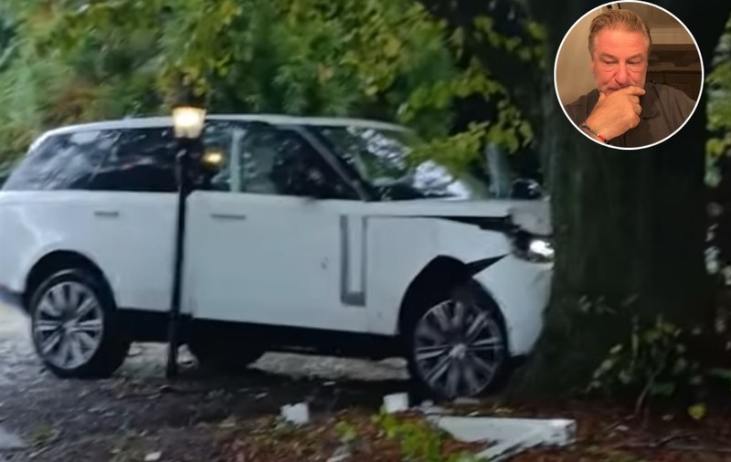 Primele imagini cu Alec Baldwin după ce a intrat cu mașina într-un copac. Cine se afla alături de el