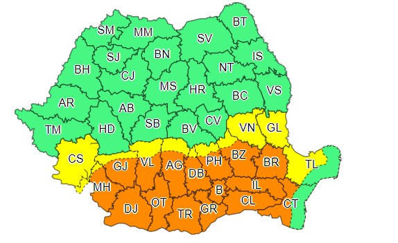 Cod portocaliu extins duminică sursa: ANM