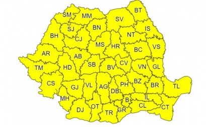 Avertizarea emisă de ANM vineri dimineață vizează toată țara