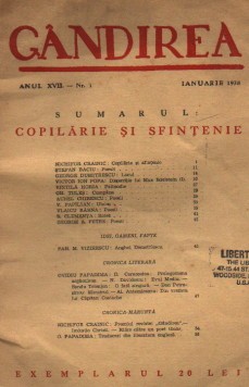 Coperta revistei Gândirea