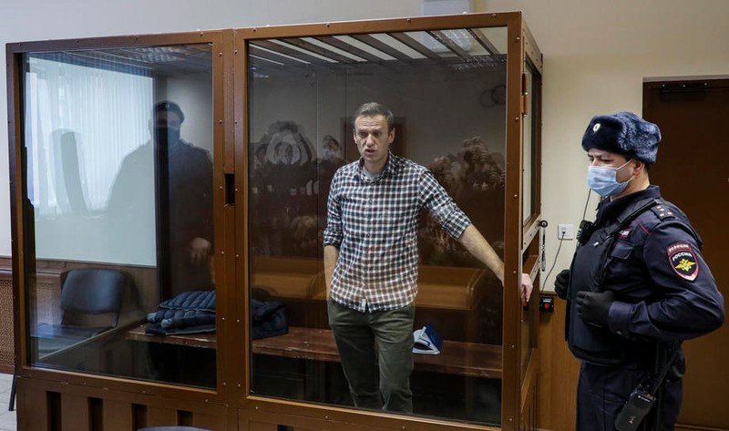 Aleksei Navalnîi, în timpul audierilor de astăzi | Foto: Epa