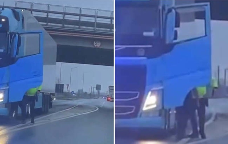 Primele explicații în cazul polițistului care a amenințat cu arma un șofer de TIR: „Șoferul, agresiv prin vorbe și comportament”