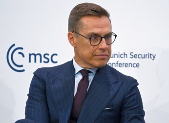 13 February 2026, Bavaria, Munich: Alexander Stubb, President of Finland speaks during the 62nd Munich Security Conference at the Bayerischer Hof Hotel. Photo: Sven Hoppe/dpa