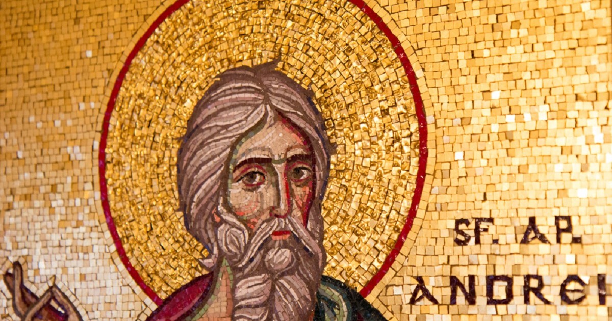 Cum a devenit Sf. Andrei protectorul României - Icoană pe mozaic cu Sfântul Apostol Andrei