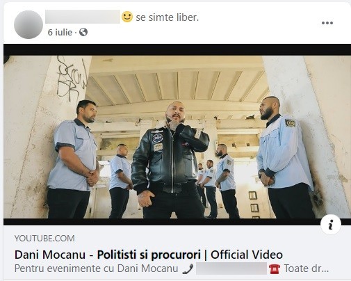 Costoiu e fan Dani Mocanu și a folosit o melodie de-a manelistului ca să-i ia peste picior pe polițiști