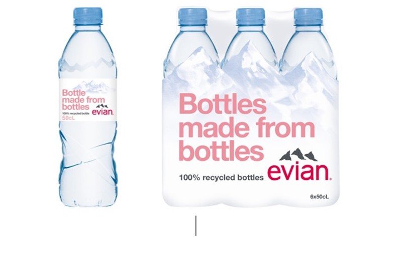 Evian 0,5l în ambalaj rPET, din plastic 100% reciclat, este acum disponibil și în România