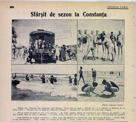 Plaja din Mamaia și trenul care ducea călătorii din Constanța în Mamaia