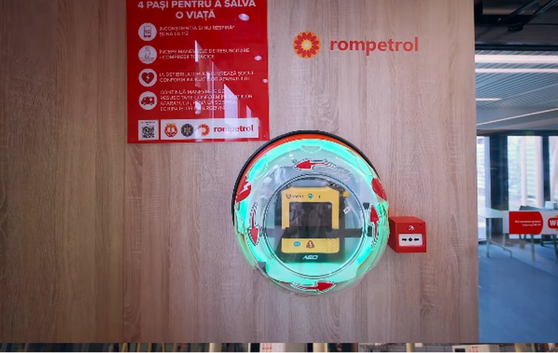 Rompetrol a montat defibrilatoare în 80 de benzinării de pe drumurile intens circulate din Constanța și Prahova