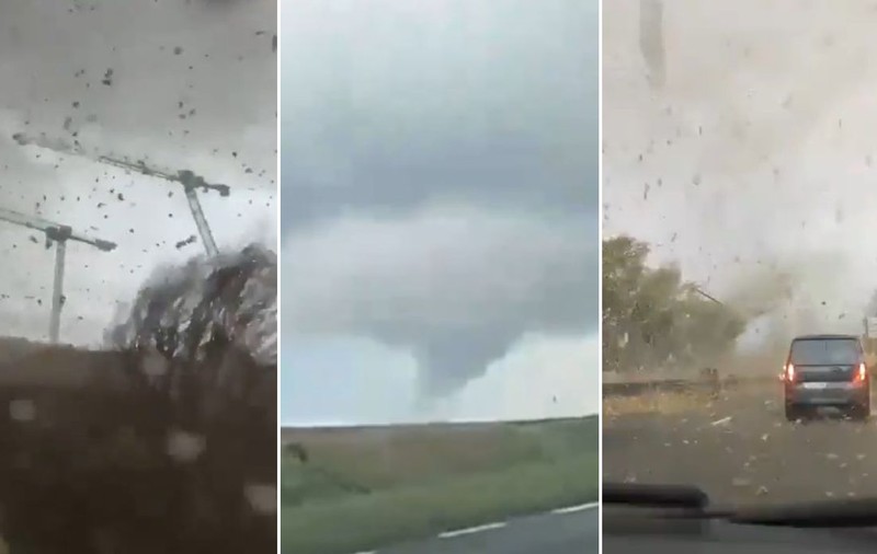 O tornadă devastatoare a ucis un muncitor de 23 de ani lângă Paris. Momentul în care rafalele puternice pun la pământ trei macarale