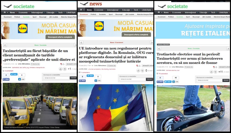 Publicitatea era marcată în versiunea de desktop și nemarcată în versiunea de mobil