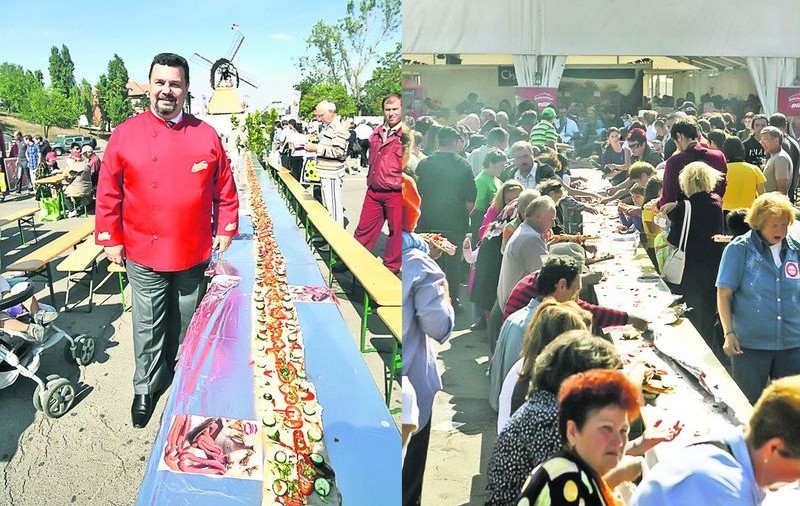 Sendvişul gigant, «ras» într-un minut