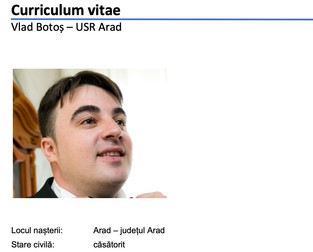 Extras din CV-ul care a circulat în interiorul USR