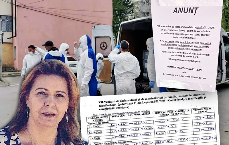 Firma fondată de juristul DSP Botoșani face dezinfecția orașului. E “trecută” pe soție și abonată la contracte cu spitalele din județ