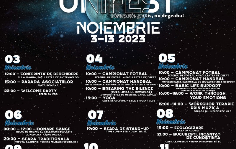 Concert Delia și bilete gratuite la muzee și spectacole de teatru pentru studenți, la festivalul UniFEST