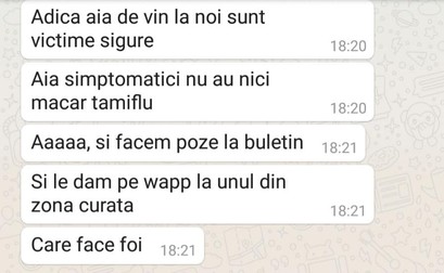 Convorbirile pe WhatsApp purtate ieri între medicii din interiorul spitalului Balș și un coleg de-ai lor, epidemiolog din afara institutului