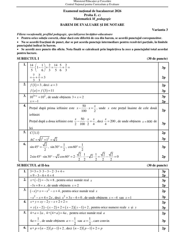 Subiectele la Matematică la BAC 2026. Ce le-a picat elevilor la proba obligatorie a profilului la Bacalaureat