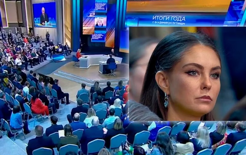Alina Kabaeva, supranumită „amanta lui Putin”, surprinsă în public, la „Linia Directă” a președintelui cu populația rusă