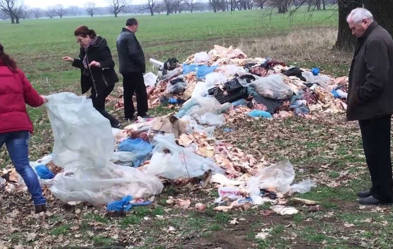 Bombă ecologică! 3 tone de carne stricată, pe un câmp din Buzău