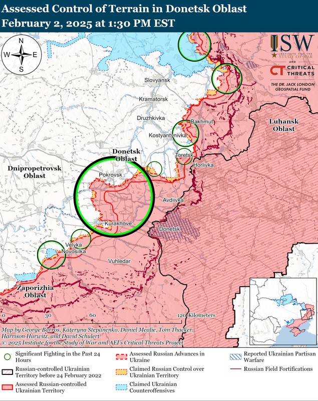 Armata rusă a cucerit 430 km2 din Ucraina în ianuarie și avansează spre Pokrovsk