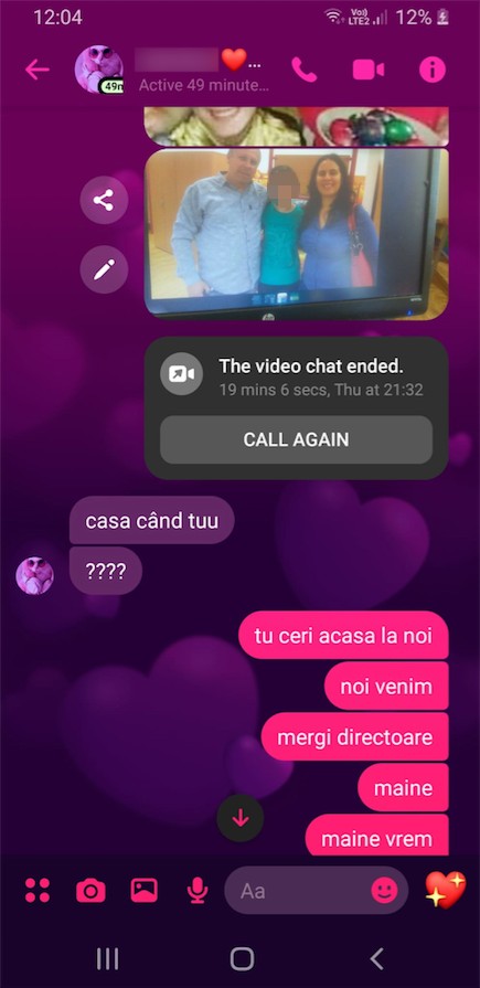 Mesajele dintre Ana Țîrcă și I.