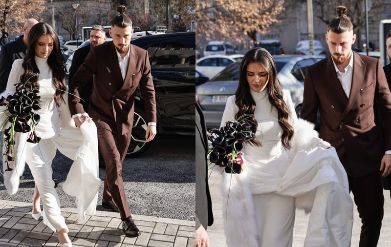 Imagini de la cununia civilă a lui Radu Drăgușin. Fotbalistul s-a căsătorit cu Ioana Stan
