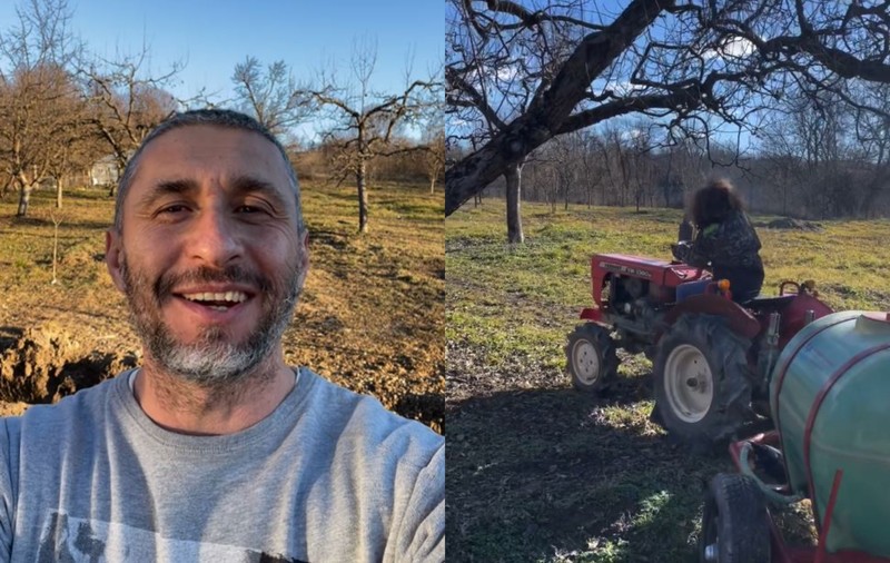 Imagini cu livada de la sat a lui Dragoș Bucur și a Danei Nălbaru. L-au implicat pe Kadri, fiul lor care nu merge la școală, în treburile gospodăriei