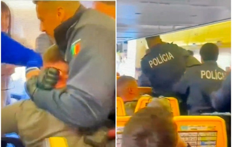 Un avion Ryanair care zbura spre Canare a aterizat în Portugalia, din cauza unor pasageri turbulenţi. Poliția a intervenit în forță. VIDEO
