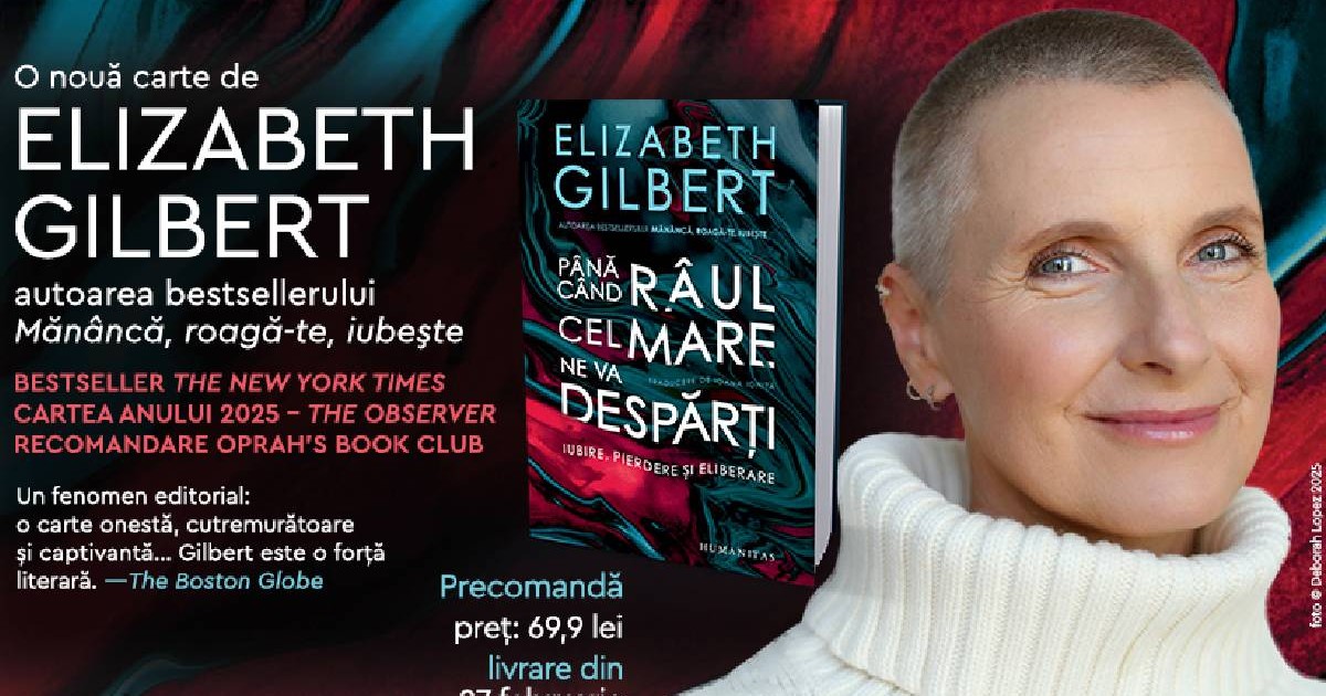 Elizabeth Gilbert, autoarea bestsellerului „Mănâncă, roagă-te, iubește”, lansează o nouă carte de memorii, „Până când râul cel mare ne va despărți”. Volumul, prima sa operă de non-ficțiune din ultimii zece ani, va fi publicat în România de Editura Humanitas