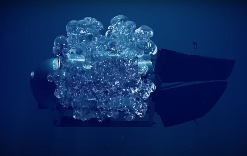 Animație cu modul în care e posibil să se fi produs „implozia catastrofală” a submarinului Titan, care i-a luat prin surprindere pe cei cinci pasageri