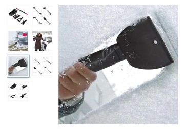 Pachet auto iarnă, Relaxdays, 5 piese, kit auto cu lopată, răzuitor gheață, perie și lamelă îndepărtare apă, coadă telescopică, mâner