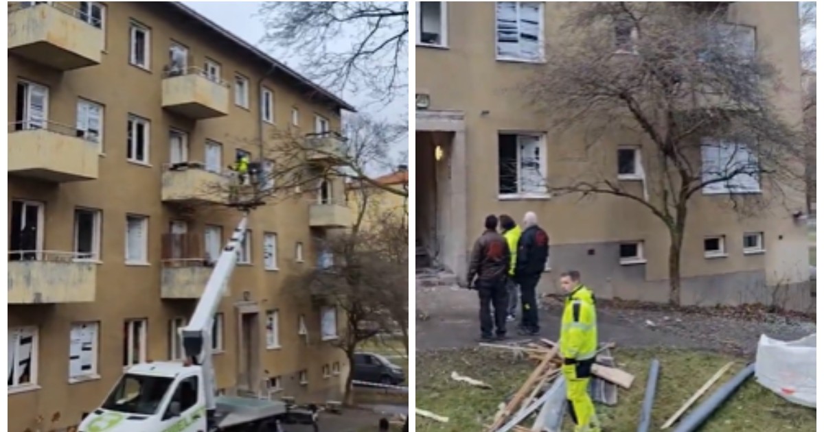 Imagini de la blocul din Stockholm unde a avut loc o explozie