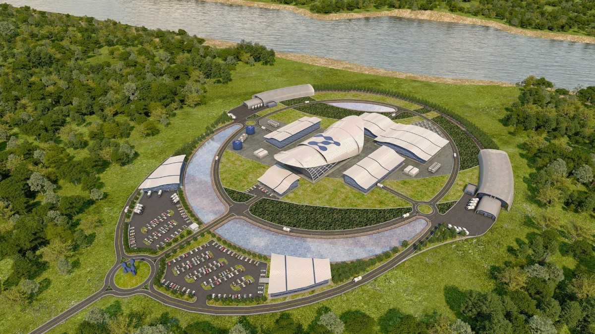 O randare cu centrala nucleară și cele șase minireactoare care ar urma să fie construite la Doicești
