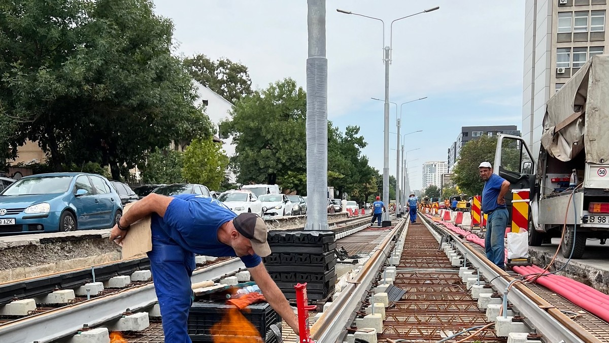 Lucrări la linia de tramvai 5