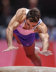 epa05006572 Marian Dragulescu of Romania performs on the Vault at the 46th FIG Artistic Gymnastics World Championships Apparatus Final in Glasgow, Britain, 1 November 2015. EPA/ROBERT PERRY