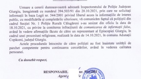 Răspunsul IPJ Giurgiu, pentru Libertatea