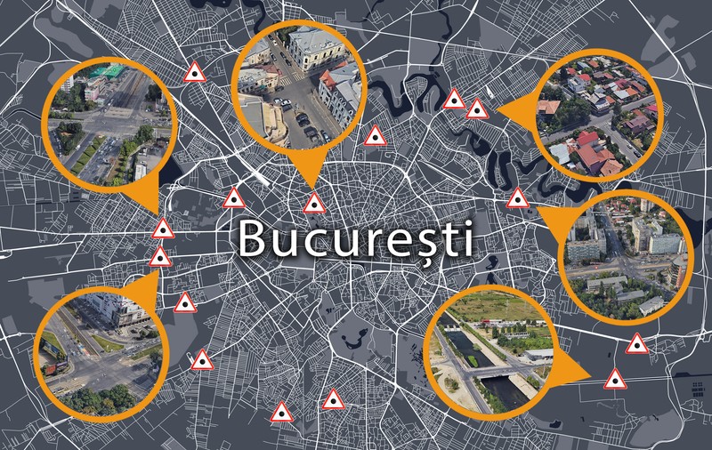 Harta „intersecțiilor negre” din traficul bucureștean. Una singură e în centru