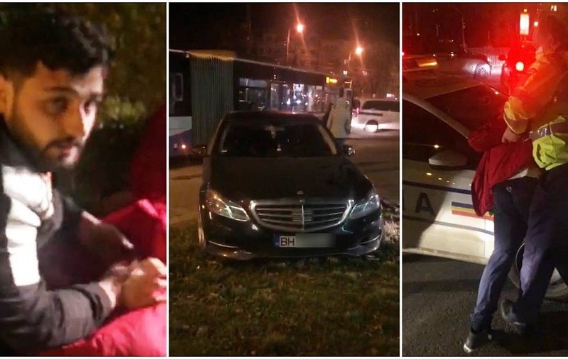 VIDEO | Un polițist de frontieră a intrat cu Mercedesul pe contrasens într-un autobuz, în Timișoara. Era beat și a vrut apoi să fugă